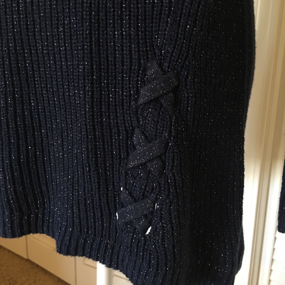 a.n.a. A New Approach Navy Blue Sparkle Sweater Tunic Size S - Picture 4 of 12